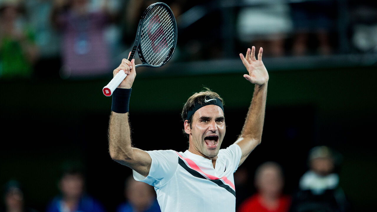 MELBOURNE, VIC - JANUARY 28: ROGER FEDERER (SUI) during day fourteen match of the 2018 Australian Open on January 28, 2018 at Melbourne Park Tennis Centre Melbourne, Australia