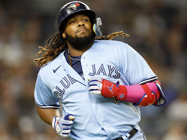 Vladimir Guerrero Jr. #27 of the Toronto Blue Jays before the game