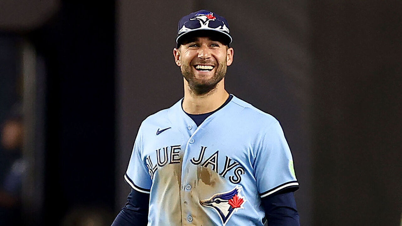 NEW YORK, NEW YORK - SEPTEMBER 20: Kevin Kiermaier #39 of the Toronto Blue Jays celebrates the win over the New York Yankees at Yankee Stadium on September 20, 2023 in the Bronx borough of New York City. The Toronto Blue Jays defeated the New York Yankees 6-1.