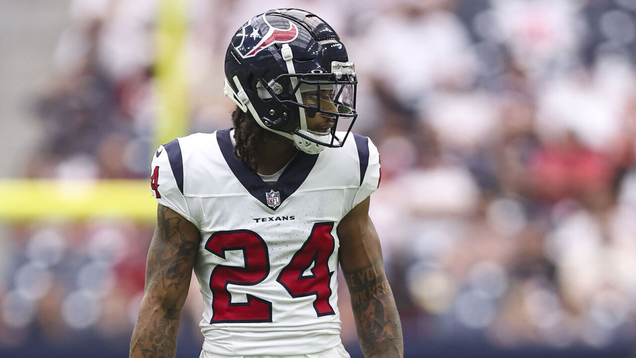 HOUSTON, TX - SEPTEMBER 17: Derek Stingley Jr. #24 of the Houston Texans looks on from the field during a football game against the Indianapolis Colts at NRG Stadium on September 17, 2023 in Houston, Texas.