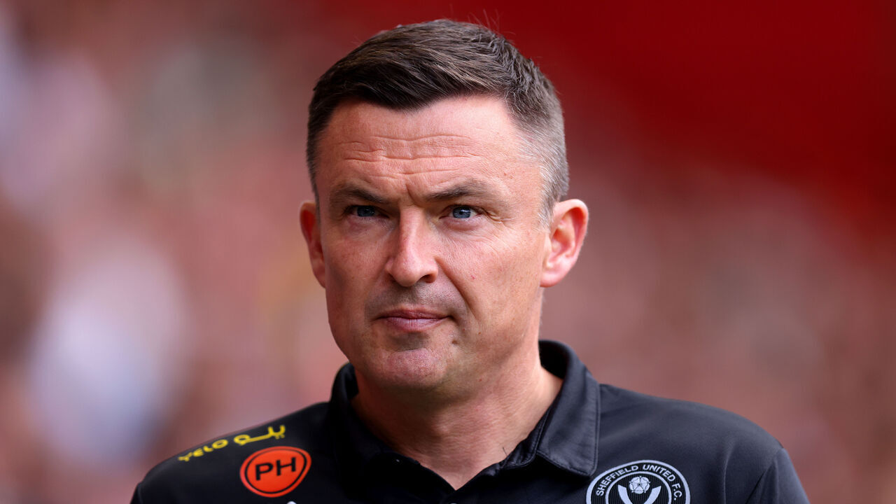 SHEFFIELD, ENGLAND - SEPTEMBER 02: Paul Heckingbottom, Manager of Sheffield United, looks on prior to the Premier League match between Sheffield United and Everton FC at Bramall Lane on September 02, 2023 in Sheffield, England.