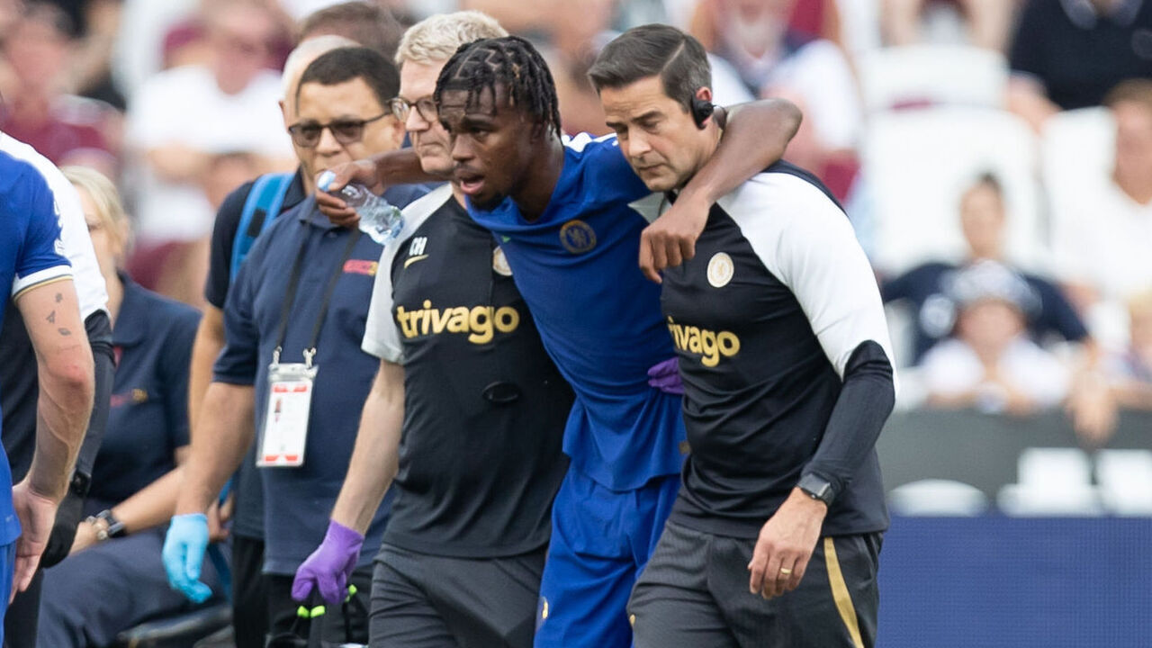 Carney Chukwuemeka of Chelsea gestures during the Premier League match between West Ham United and Chelsea at the London Stadium, Stratford on Sunday 20th August 2023.