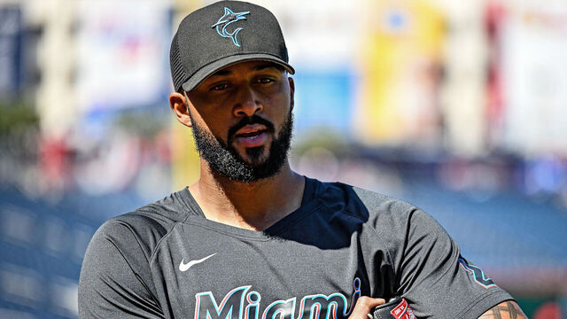 WASHINGTON, DC - September 02: Miami Marlins starting pitcher Sandy Alcantara (22) walks off the field after warming up prior to the Miami Marlins versus the Washington Nationals on September 2, 2023 at Nationals Park in Washington, D.C.