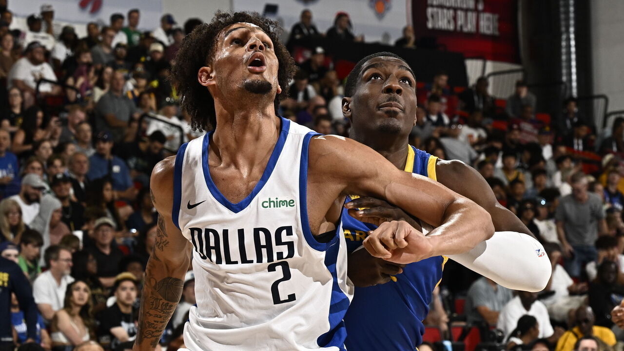 LAS VEGAS, NV - JULY 12: Players box out during the 2023 NBA Las Vegas Summer League on July 12, 2023 at the Cox Pavilion in Las Vegas, Nevada. Mandatory Copyright Notice: Copyright 2023 NBAE