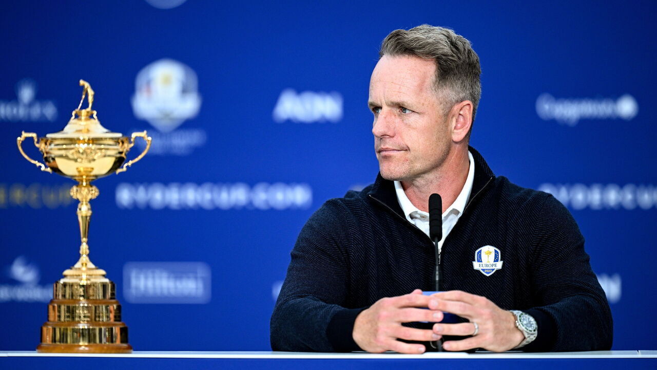 Rome , Italy - 25 September 2023; Europe captain Luke Donald during a press conference before the 2023 Ryder Cup at Marco Simone Golf and Country Club in Rome, Italy.