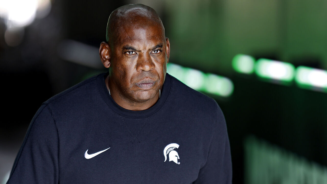 EAST LANSING, MICHIGAN - SEPTEMBER 09: Head coach Mel Tucker of the Michigan State Spartans walks the tunnel prior to a game against the Richmond Spiders at Spartan Stadium on September 09, 2023 in East Lansing, Michigan.