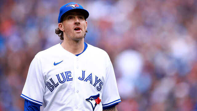 TORONTO, ON - SEPTEMBER 09: Kevin Gausman #34 of the Toronto Blue Jays leaves the field against the Kansas City Royals at Rogers Centre on September 09, 2023 in Toronto, Ontario, Canada.