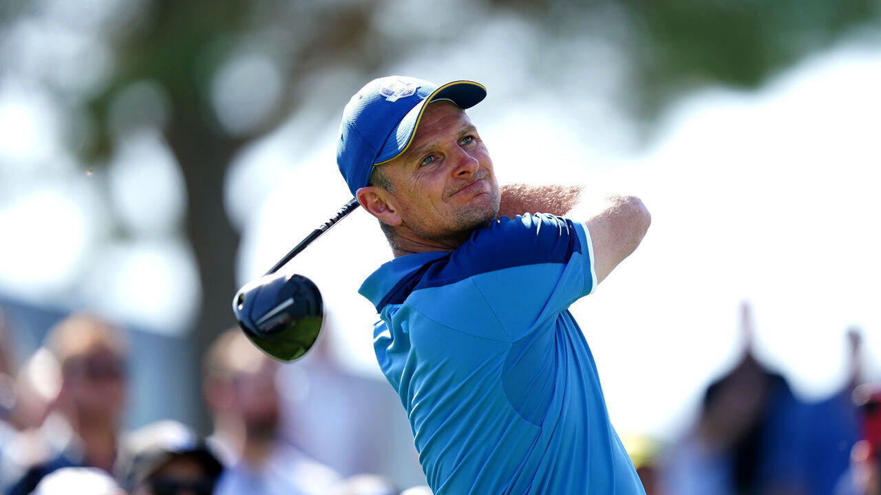 Team Europe's Justin Rose during a practice round at the Marco Simone Golf and Country Club, Rome, Italy, ahead of the 2023 Ryder Cup. Picture date: Wednesday September 27, 2023.