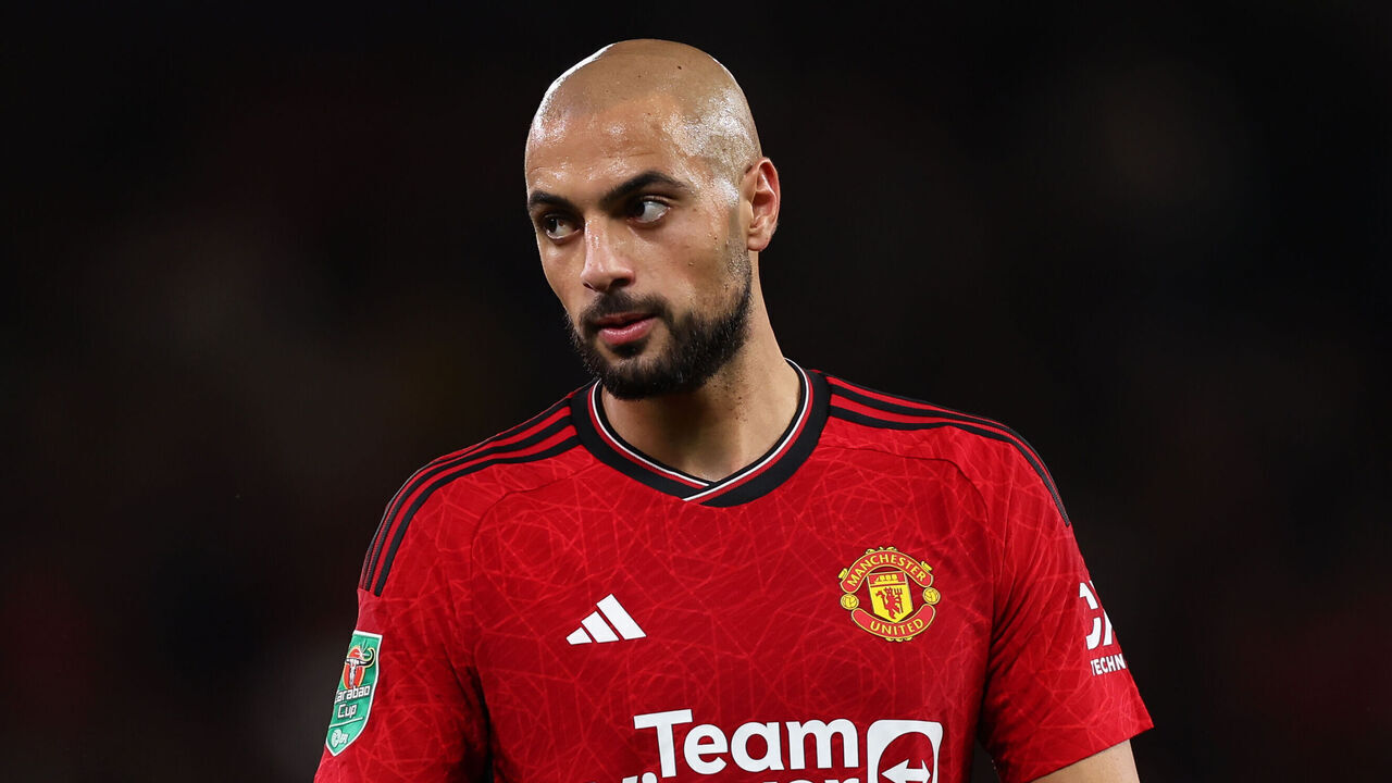 MANCHESTER, ENGLAND - SEPTEMBER 26: Sofyan Amrabat of Manchester United looks on during the Carabao Cup Third Round match between Manchester United and Crystal Palace at Old Trafford on September 26, 2023 in Manchester, England.