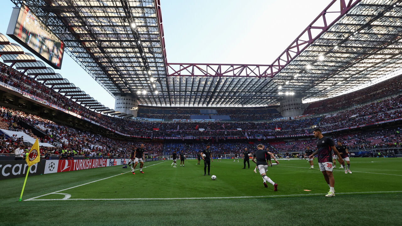MILAN, ITALY - SEPTEMBER 19: General view inside the stadium ahead of the UEFA Champions League match between AC Milan and Newcastle United FC at Stadio Giuseppe Meazza on September 19, 2023 in Milan, Italy.