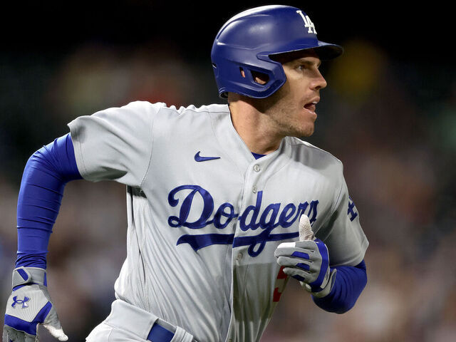 Freddie Freeman of the Los Angeles Dodgers during game one of a