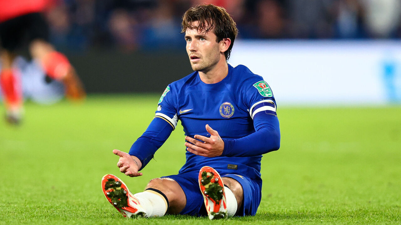 LONDON, ENGLAND - SEPTEMBER 27: Ben Chilwell of Chelsea during the Carabao Cup Third Round match between Chelsea and Brighton & Hove Albion at Stamford Bridge on September 27, 2023 in London, England.