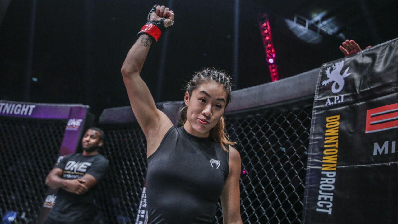 BANGKOK, THAILAND - MARCH 11: Angela Lee prepares to face Jenny Huang in the main event of the ONE Championship: Warrior Kingdom event at the Impact Arena on March 11, 2017 in Bangkok, Thailand.
