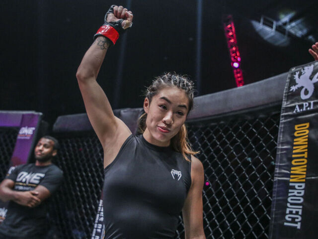BANGKOK, THAILAND - MARCH 11: Angela Lee prepares to face Jenny Huang in the main event of the ONE Championship: Warrior Kingdom event at the Impact Arena on March 11, 2017 in Bangkok, Thailand.