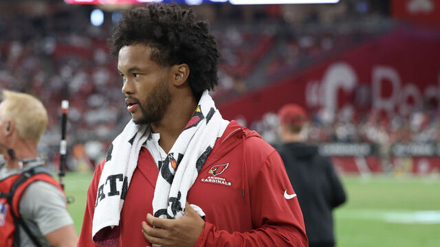 GLENDALE, ARIZONA - SEPTEMBER 24: Kyler Murray #1 of the Arizona Cardinals looks on following a win against the Dallas Cowboys at State Farm Stadium on September 24, 2023 in Glendale, Arizona.