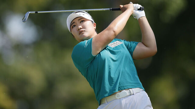 ROGERS, ARKANSAS - SEPTEMBER 29: Hae Ran Ryu of South Korea plays her shot from the third tee during the first round of the Walmart NW Arkansas Championship presented by P&G at Pinnacle Country Club on September 29, 2023 in Rogers, Arkansas.
