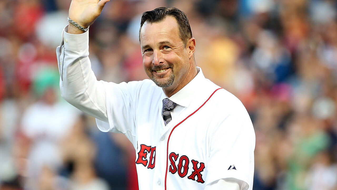 BOSTON, MA - AUGUST 19: Former Boston Red Sox player Tim Wakefield looks on before a game against the New York Yankees at Fenway Park on August 19, 2017 in Boston, Massachusetts.