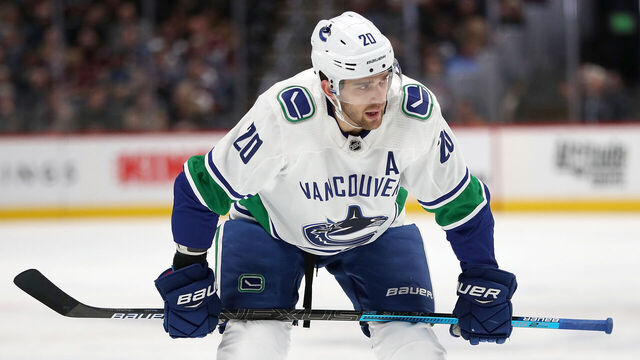 DENVER, COLORADO - FEBRUARY 02: Brandon Sutter #20 of the Vancouver Canucks plays the Colorado Avalanche at the Pepsi Center on February 02, 2019 in Denver, Colorado.