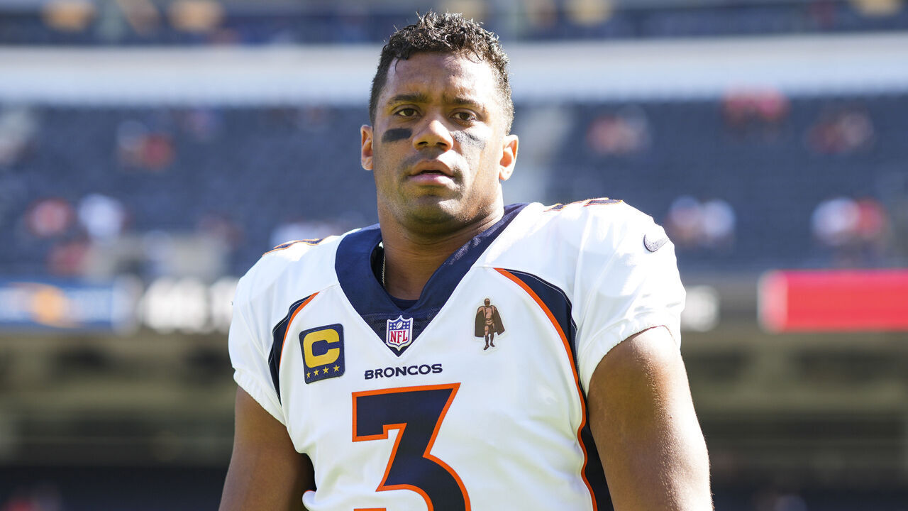 CHICAGO, IL - OCTOBER 1: Russell Wilson of the Denver Broncos #3 warms up prior to an NFL football game against the Chicago Bears at Soldier Field on October 1, 2023 in Chicago, Illinois.