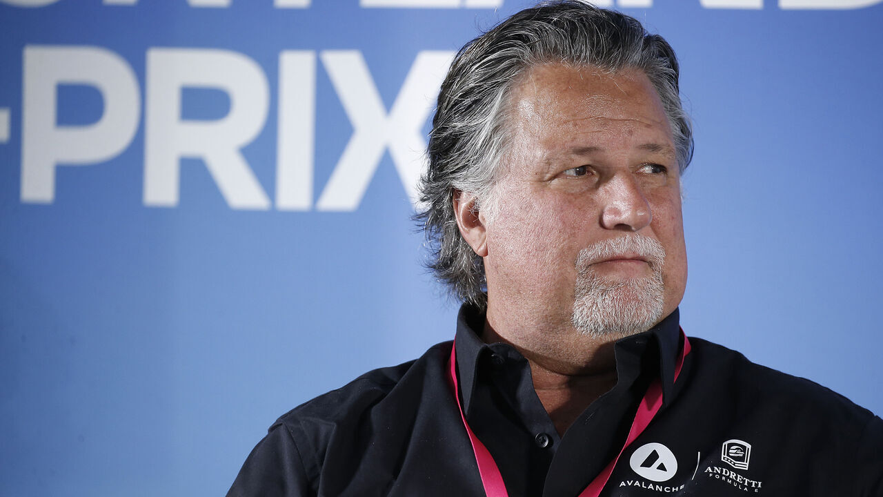 PORTLAND, OREGON - JUNE 23: Michael Andretti of Avalanche Andretti Racing is interviewed during the 2023 ePrix at Portland International Raceway on June 23, 2023 in Portland, Oregon.