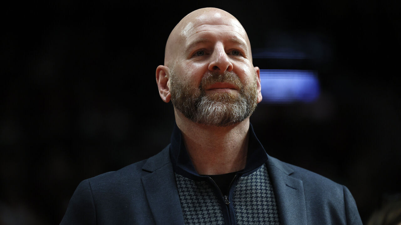 PORTLAND, OREGON - JANUARY 30: Portland Trail Blazers general manager Joe Cronin looks on before the game against the Atlanta Hawks at Moda Center on January 30, 2023 in Portland, Oregon.