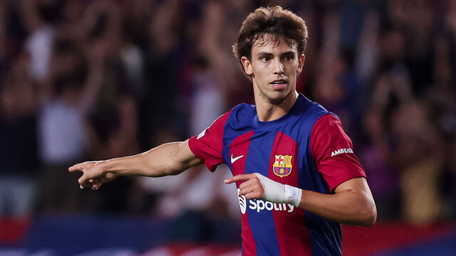 BARCELONA, SPAIN - SEPTEMBER 19: Joao Felix of FC Barcelona celebrate a goal during the UEFA Champions League match between FC Barcelona and Royal Antwerp FC at Estadi Olimpic Lluis Companys on September 19, 2023 in Barcelona, Spain.