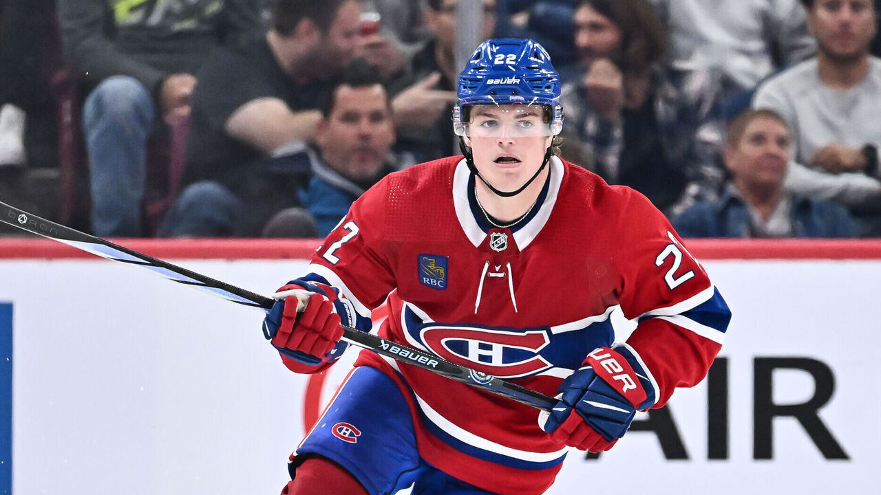 MONTREAL, CANADA - SEPTEMBER 27: Cole Caufield #22 of the Montreal Canadiens skates during the second period against the Ottawa Senators at the Bell Centre on September 27, 2023 in Montreal, Quebec, Canada. The Montreal Canadiens defeated the Ottawa Senators 4-3.