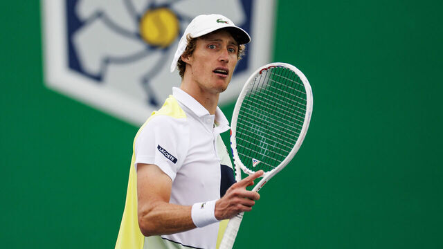 SHANGHAI, CHINA - OCTOBER 03: Marc Polmans of Australia competes in his second round qualifying match against Stefano Napolitano of Italy on Day 2 of the 2023 Shanghai Rolex Masters at Qi Zhong Tennis Centre on October 03, 2023 in Shanghai, China.