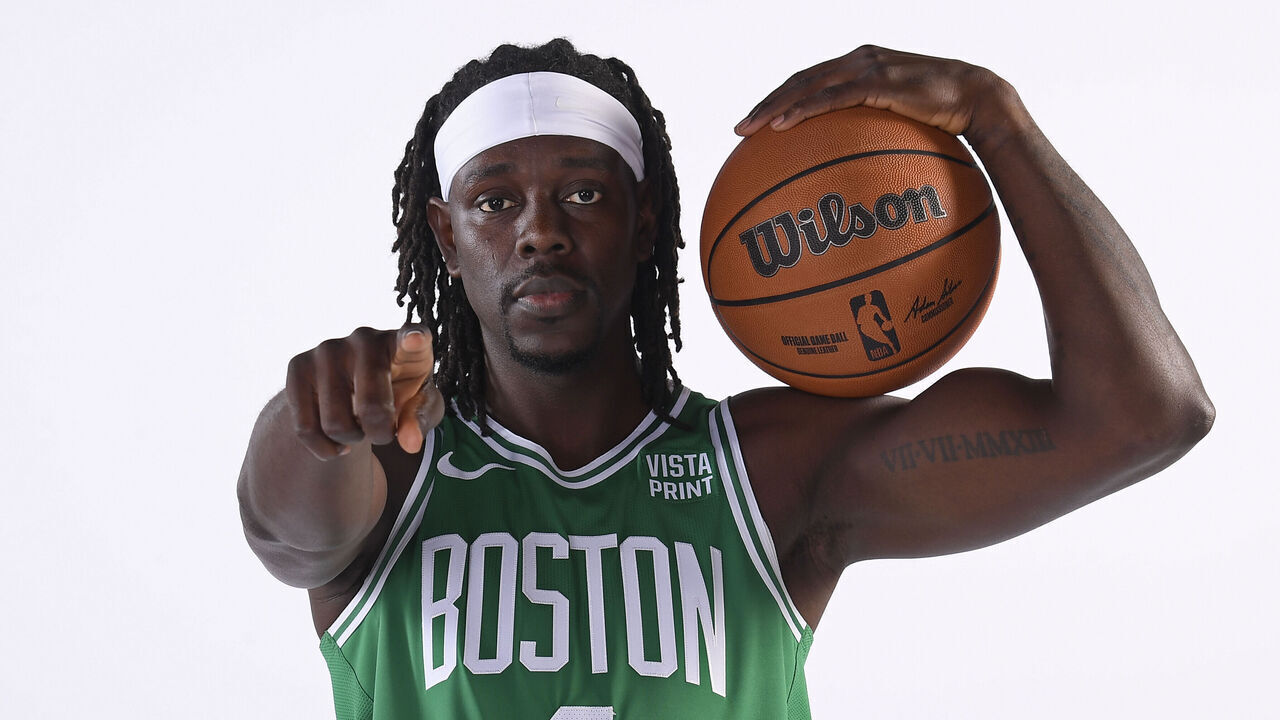BOSTON, MA - OCTOBER 02: Jrue Holiday #4 of the Boston Celtics poses for a portrait during 2023-24 NBA Media Day on October 2, 2023 at the TD Garden in Boston, Massachusetts. Mandatory Copyright Notice: Copyright 2023 NBAE
