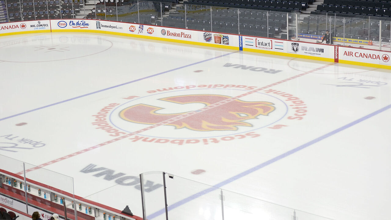CALGARY, CANADA - JANUARY 21: General view of an empty arena is seen before the game between the Calgary Flames and the Anaheim Ducks on January 21, 2013 at the Scotiabank Saddledome in Calgary, Alberta, Canada.