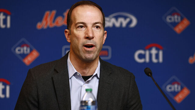 NEW YORK, NY - DECEMBER 20: General manager Billy Eppler of the New York Mets talks during a press conference to introduce pitcher Justin Verlander at Citi Field on December 20, 2022 in New York City.