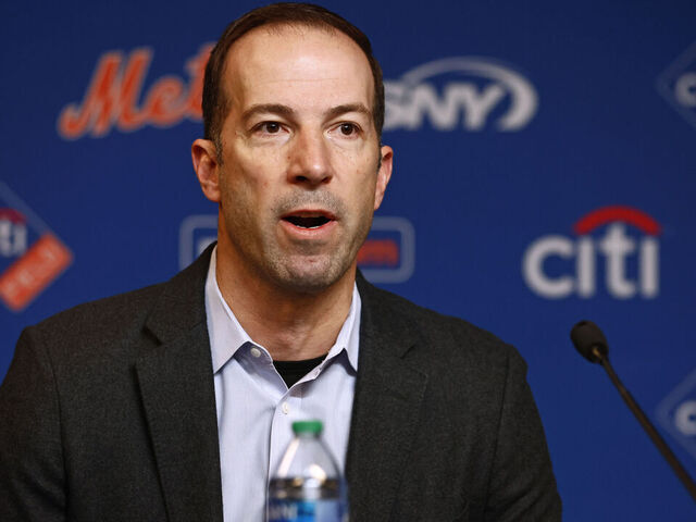 NEW YORK, NY - DECEMBER 20: General manager Billy Eppler of the New York Mets talks during a press conference to introduce pitcher Justin Verlander at Citi Field on December 20, 2022 in New York City.