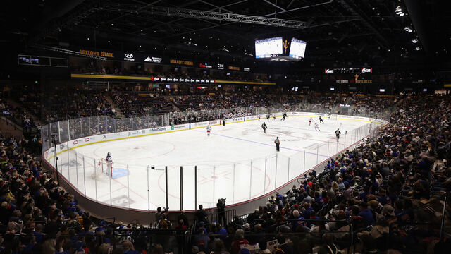 TEMPE, ARIZONA - OCTOBER 30: General view of action between the Arizona Coyotes and the New York Rangers during the second period of the NHL game at Mullett Arena on October 30, 2022 in Tempe, Arizona.