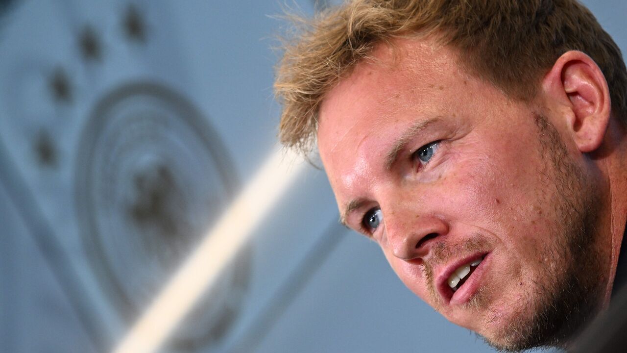 The new head coach of Germany's national football team, Julian Nagelsmann attends a press conference on September 22, 2023 at the DFB headquarters in Frankfurt, western Germany. The German Football Federation (DFB) on September 22, 2023 named Julian Nagelsmann as national head coach to replace the sacked Hansi Flick, just nine months before hosting the European Championship, the German football association (DFB) announced. The former Bayern Munich boss has signed a deal until the end of next July, allowing the 36-year-old to leave after Euro 2024.