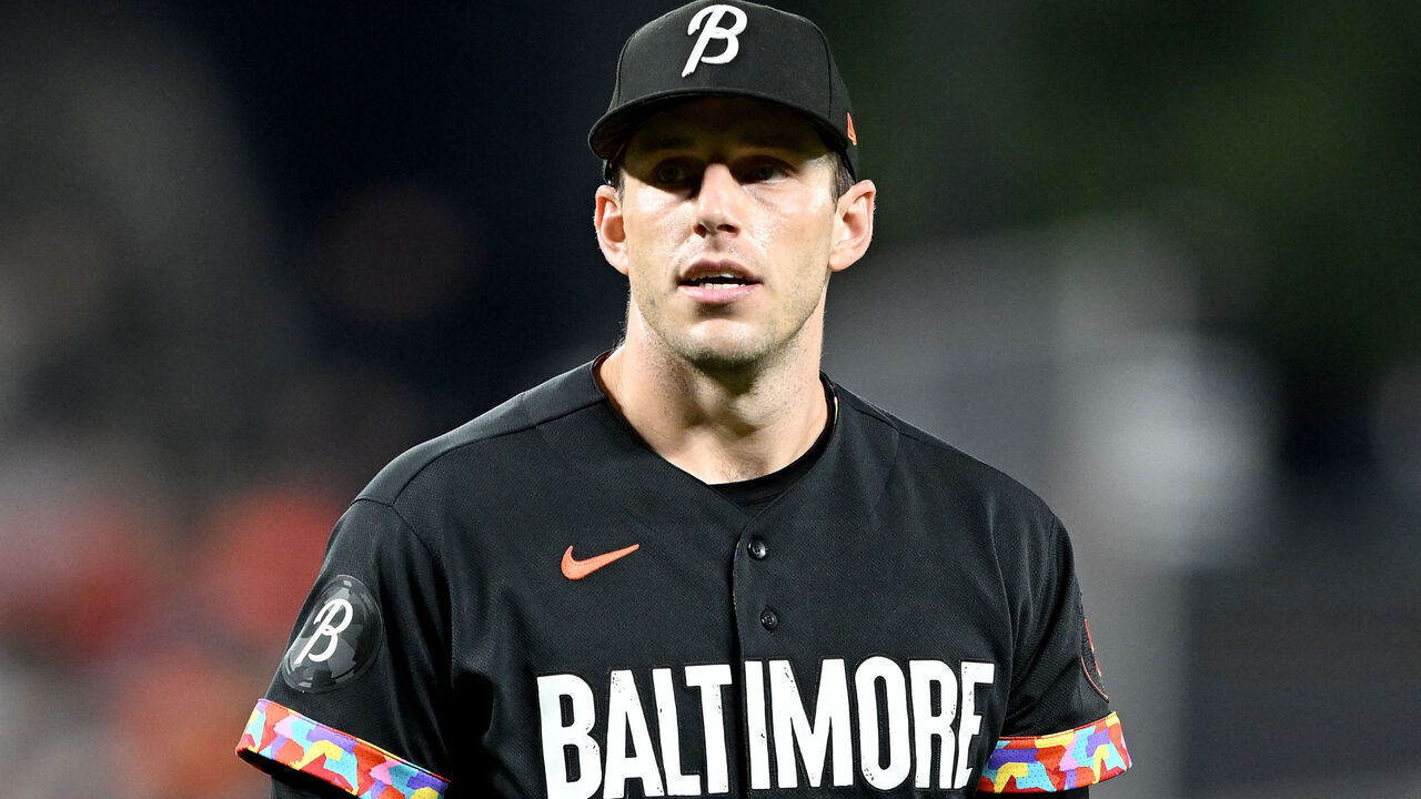 BALTIMORE, MARYLAND - SEPTEMBER 29: John Means #47 of the Baltimore Orioles walks across the field during the game against the Boston Red Sox at Oriole Park at Camden Yards on September 29, 2023 in Baltimore, Maryland.