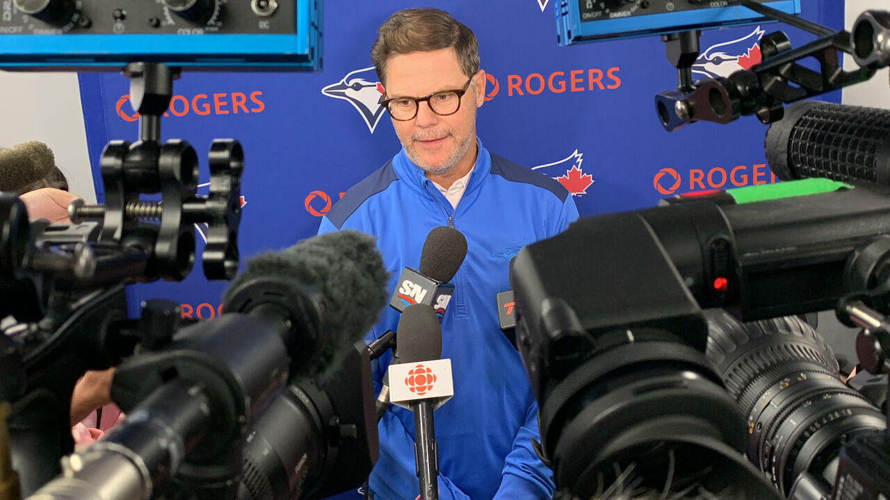 TORONTO- Toronto Blue Jays general manager Ross Atkins met with the media Tuesday to discuss all the trades his team made leading up to the deadline. (R.J.Johnston/Toronto Star) (R.J. Johnston Toronto Star/Toronto Star via Getty Images)