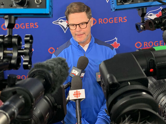 TORONTO- Toronto Blue Jays general manager Ross Atkins met with the media Tuesday to discuss all the trades his team made leading up to the deadline. (R.J.Johnston/Toronto Star) (R.J. Johnston Toronto Star/Toronto Star via Getty Images)