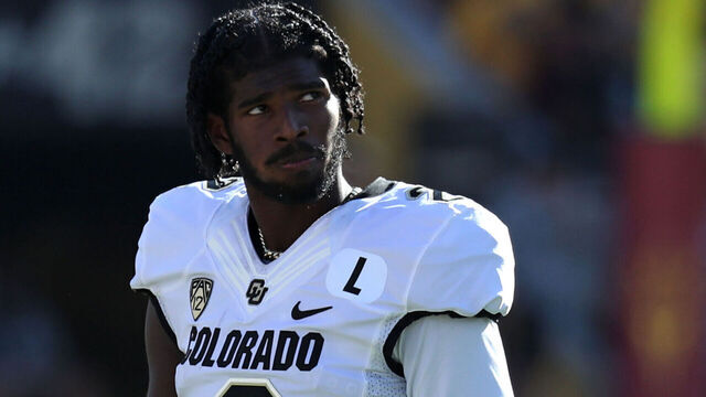 TEMPE, AZ - OCTOBER 07: Colorado Buffaloes quarterback Shedeur Sanders (2) during a timeout during a football game between the Colorado Buffalos and the Arizona State Sun Devils on October 7th, 2023, at Mountain America Stadium, AZ.