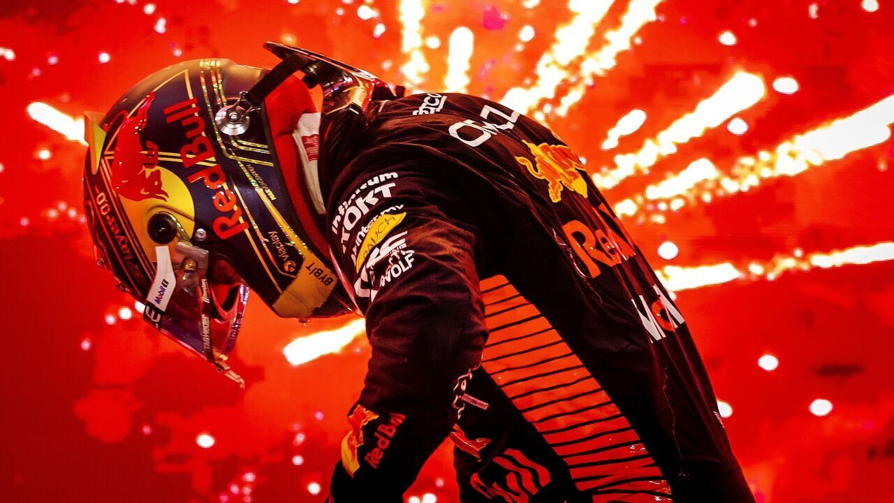 QATAR - Max Verstappen (Red Bull Racing) celebrates victory after the Formula 1 Grand Prix race at the Lusail International Circuit in Qatar. Max Verstappen became world champion a day earlier during the sprint race. ANP SEM VAN DER WAL