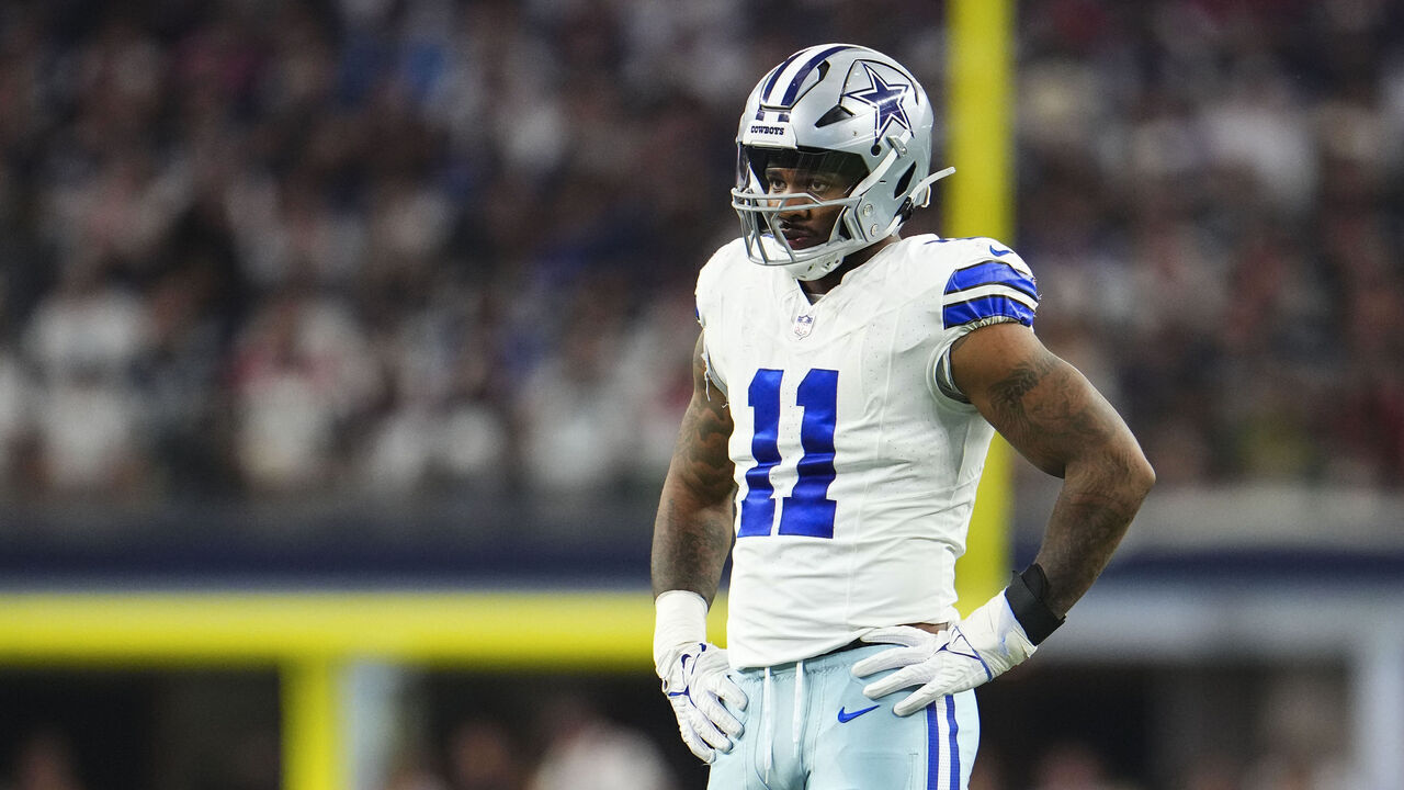 ARLINGTON, TX - OCTOBER 01: Micah Parsons #11 of the Dallas Cowboys lines up before a play at AT&T Stadium on October 1, 2023 in Arlington, Texas.
