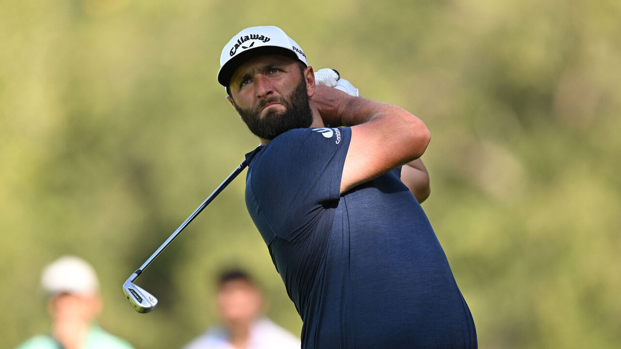 MADRID, SPAIN - OCTOBER 10: Jon Rahm of Spain plays a shot during a practice round prior to the acciona Open de Espana presented by Madrid at Club de Campo Villa de Madrid on October 10, 2023 in Madrid, Spain.