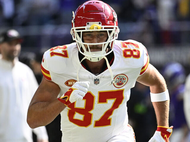 Travis Kelce of the Kansas City Chiefs speaks during a press News Photo  - Getty Images