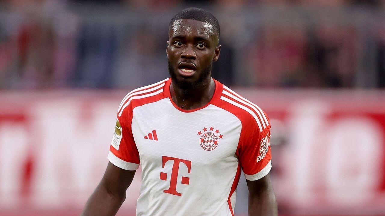 MUNICH, GERMANY - OCTOBER 08: Dayot Upamecanoof FC Bayern München looks on during the Bundesliga match between FC Bayern München and Sport-Club Freiburg at Allianz Arena on October 08, 2023 in Munich, Germany.