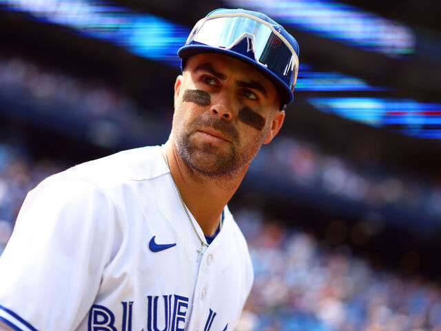 TORONTO, ON - SEPTEMBER 10: Whit Merrifield #15 of the Toronto Blue Jays looks on prior to a game against the Kansas City Royals at Rogers Centre on September 10, 2023 in Toronto, Ontario, Canada.