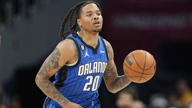 WASHINGTON, DC - MARCH 31: Markelle Fultz #20 of the Orlando Magic dribbles against the Washington Wizards at Capital One Arena on March 31, 2023 in Washington, DC.