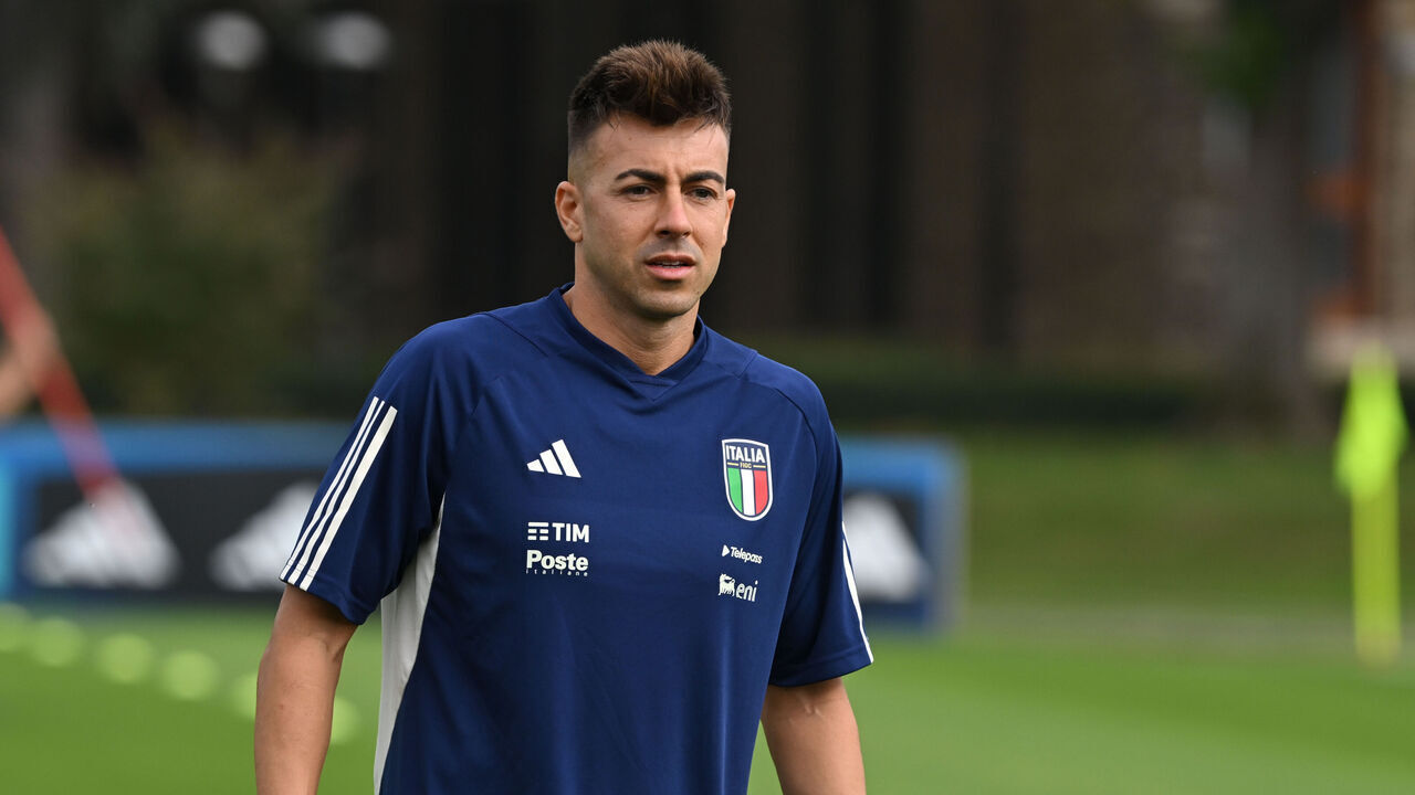 FLORENCE, ITALY - OCTOBER 13: Stephan El Shaarawy of Italy looks on during a training center at Centro Tecnico Federale di Coverciano on October 13, 2023 in Florence, Italy.