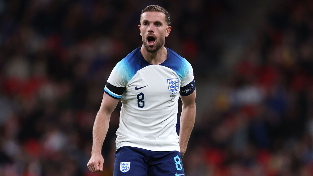 LONDON, ENGLAND - OCTOBER 13: Jordan Henderson of England during the international friendly match between England and Australia at Wembley Stadium on October 13, 2023 in London, England.