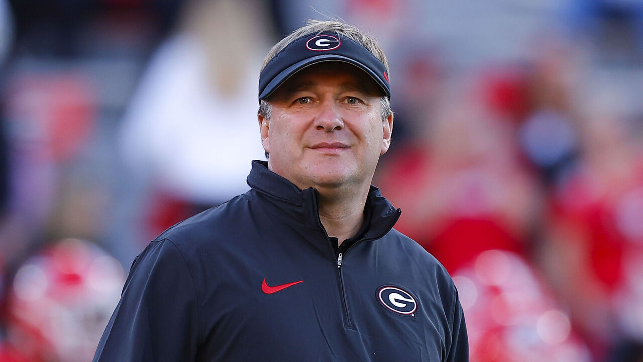 ATHENS, GEORGIA - OCTOBER 7: Head coach Kirby Smart of the Georgia Bulldogs looks on prior to the game against the Kentucky Wildcats at Sanford Stadium on October 7, 2023 in Athens, Georgia.