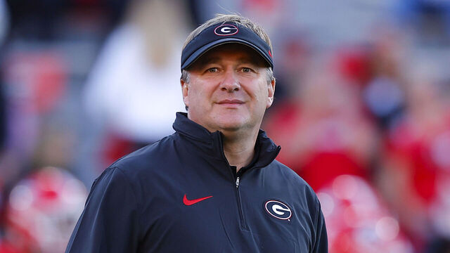 ATHENS, GEORGIA - OCTOBER 7: Head coach Kirby Smart of the Georgia Bulldogs looks on prior to the game against the Kentucky Wildcats at Sanford Stadium on October 7, 2023 in Athens, Georgia.