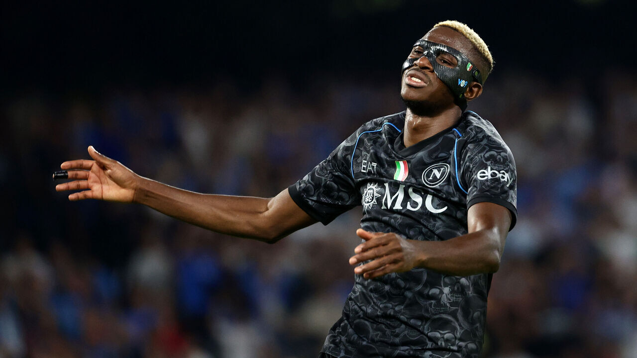 Victor Osimhen of SSC Napoli dejection during the Serie A football match between SSC Napoli and ACF Fiorentina at Diego Armando Maradona stadium in Naples (Italy), October 8th, 2023.